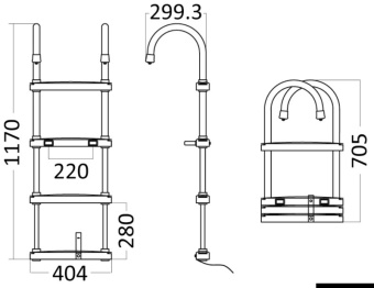 Osculati 49.527.04 - Телескопическая Лестница Eco, Открытая 1170 мм, Закрытая 705 мм