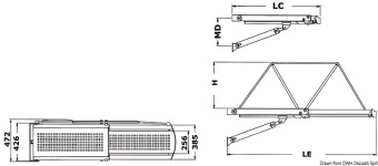 Osculati 42.620.01 - Трап телескопический гидравлический Bridge 20 12 В 200 кг 2000 х 472 х 800 мм вес 60 кг