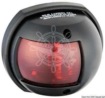 Osculati 11.448.01 - Sphera Design Compact 12 бортовой огонь светодиодный LED красный 112,5° 12 В 0,8 Вт 80 x 42 x 70 мм в чёрном корпусе для судов до 12 м
