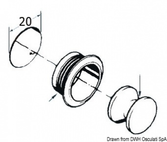 Osculati 38.182.01 - Кнопка + кольцо из хромированной латуни, классическая версия, 16 мм 