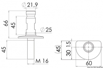 Osculati 41.173.60 - Основание для леерных стоек 25x1,5 мм 
