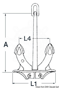Osculati 01.103.48 - Якорь Холла из оцинкованной чугуна 45кг 465x445 мм