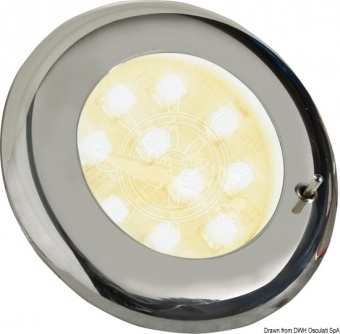Osculati 13.877.55 - Точечный светильник BATSYSTEM Nova врезного монтажа, 10 светодиодов, хром, с выключателем (1 компл. по 1 шт.)