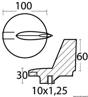 Osculati 43.252.95 - Цинковый триммер Yamaha 69L-45371-00 для моторов 200/300 л.с. Ø 100 мм