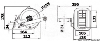 Osculati 02.100.01 - Лебедка для подтягивания судна с берега с внешним корпусом из технической пластмассы max 450 кг 