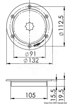 Osculati 20.103.50 - Герметичный инспекционный люк с системой быстрого открытия Ø91 мм 