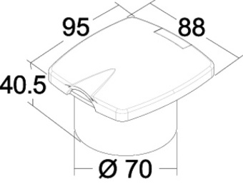 Osculati 15.248.90 - Встраиваемый палубный душ New Edge Ø70x40,5мм с лейкой Boris и нейлоновым шлангом 2,5м в белом корпусе с крышкой из нержавеющей стали