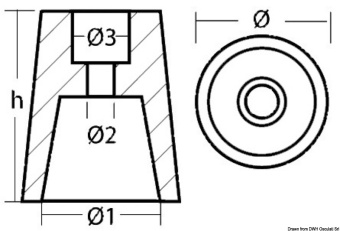 Osculati 43.245.00 - Цинковый анод осевой линии Radice Ø 61 мм