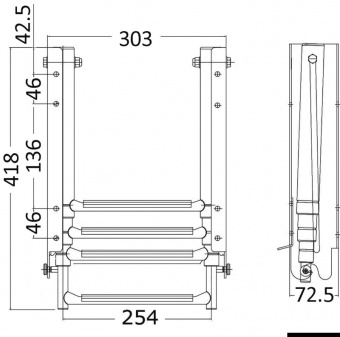 Osculati 49.560.04 - Лестница складная из нержавеющей стали 935х303 мм 4 ступеньки 