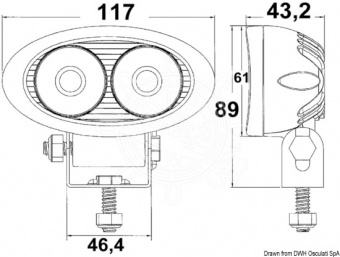 Osculati 13.313.00 - Ориентируемый прожектор для навигационной дуги со светодиодами HD 2x5 Вт 12/24 В (1 компл. по 1 шт.)