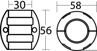 Osculati 43.226.48 - Цинковый анод Volvo Penta 3807400 для гребных валов DPH/DPR Ø58x56x30мм