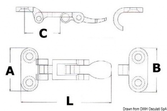 Osculati 38.107.30 - Рычажная защелка, хромированная латунь 105x50 мм 