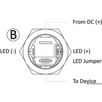 Osculati 14.215.07 - Выключатель кнопочный Flat 20А 12B IP67 синий светодиод (ON)-OFF