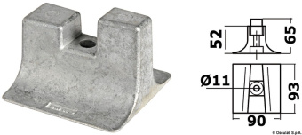 Osculati 43.252.98 - Алюминиевый анод Yamaha 6AW-45373-00 для моторов 300-450 л.с. 93x90x65 мм