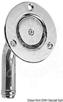 Osculati 20.267.69 - Плоская вентиляционная головка топливного бака из нержавеющей стали с патрубком под 90° Ø50 мм, штуцер 19 мм 