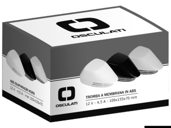 Osculati 21.450.00BI - Горн мембранный обтекаемой формы 12В 4,5А 114дБ 100x155x70мм из белого АБС-пластика и нержавеющей стали