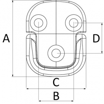 Osculati 39.873.02 - Складной обушок "Square pad eyes" с кованым кольцом HR 75x60 мм 8 мм - Одинарный средний 