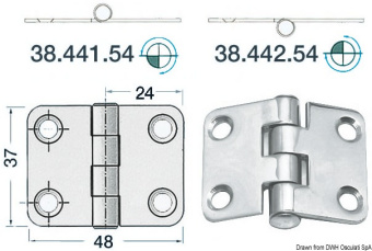 Osculati 38.441.54 - Универсальная петля с наружной центральной осью 48x37x2 мм (6 шт)