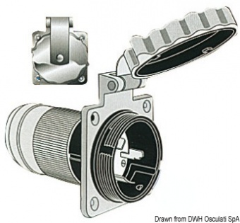 Osculati 14.487.09 - Marinco Easy Lock 6402EL-BX силовой кабельный разъем трехфазный из нержавеющей стали 63 А 230 B