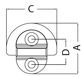 Osculati 39.870.00 - Складной обушок "folding pad eyes" с кованым кольцом HR 45x45 мм 6 мм - Одинарный малый с 2 отверстиями 