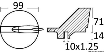 Osculati 43.252.96 - Цинковый триммер Yamaha 61A-45371-00 для моторов 225/300 л.с. Ø 100 мм