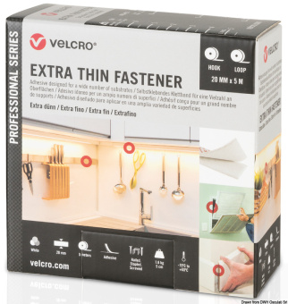 Osculati 65.453.05 - Сверхтонкая лента-липучка белая VELCRO Brand EXTRA THIN Fastener 20 мм x 5 м