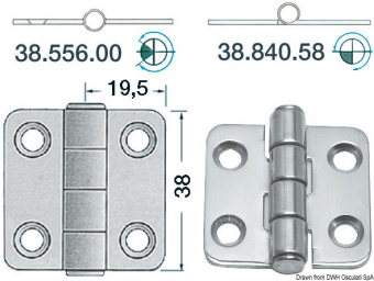 Osculati 38.840.58 - Универсальная петля из полированной нержавеющей стали 38x39x2мм (6 шт)