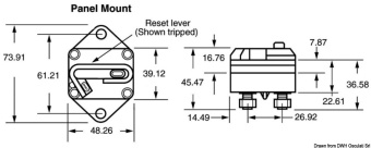 Osculati 02.750.60 - Автоматический врезной выключатель 60 А для защиты электродвигателей лебедок и подруливающих устройств