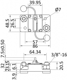 Osculati 02.752.25 - Водонепроницаемый выключатель для защиты лебедки, подруливающего устройства и привода трапа-сходни 250 A Osculati