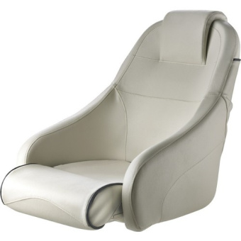 Vetus CHFUSW KING Helm seat with flip-up squab, grey white with dark blue seams