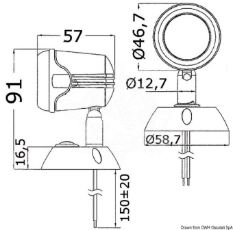 Osculati 13.896.01 - Точечный LED светильник 12/24В 1.32Вт белый корпус из АБС-пластика с выключателем