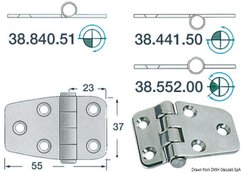 Osculati 38.840.51 - Универсальная петля с наружной центральной осью 55x37x2мм (6 шт)
