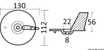 Osculati 43.291.50 - Цинковый триммер Honda 41107-ZW1-B01ZA для моторов 75/125 л.с. Ø113 мм 130 мм
