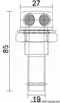 Osculati 20.287.82 - Вентиляционная головка топливного бака из нержавеющей стали зеркальной полировки 19 мм Прямой патрубок 