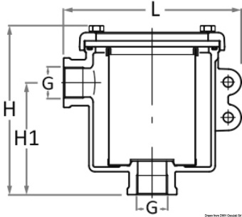 Osculati 17.648.04 - Фильтр водяной системы охлаждения двигателя Guidi Marine Ionio 1"1/2 19100-61250л/час из никелированной латуни с крышкой из поликарбоната