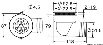 Osculati 17.126.01 - Угловой шпигат 90° с обратным клапаном 1.5"