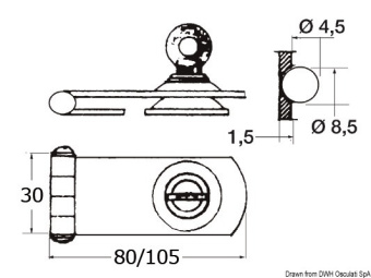 Osculati 38.978.01 - Запорная планка с замком и ключами 105x30 мм