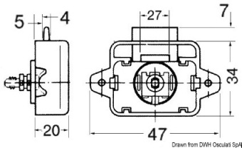 Osculati 38.182.01 - Нажимной замок с классической кнопкой 47x34x20мм до 16мм из хромированной латуни (2 шт)