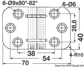 Osculati 38.460.79 - Петля универсальная из полированной нержавеющей стали 68x42x2 мм (2 шт)