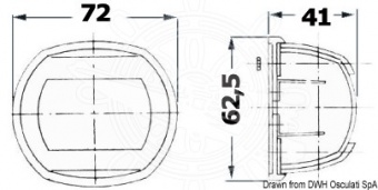 Osculati 11.446.01 - Sphera Design Compact 12 бортовой огонь светодиодный  LED красный 112,5° 12 В 0,8 Вт 72 x 41 x 62,5 мм из нержавеющей стали для судов до 12 м