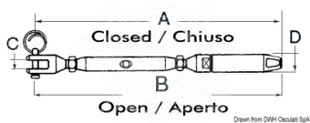 Osculati 07.385.06 - Талреп с клиновым креплением для троса 3 мм 