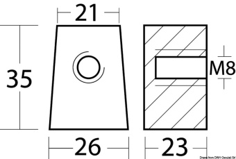 Osculati 43.260.02 - Цинковый анод Yamaha/Selva 67C-45251-00/63D-45251-10 для моторов 40-50 л.с. 35x26x23 мм