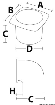 Osculati 53.273.03 - Вентиляционный шланг из АБС с воротником белый 126 x 126 мм 