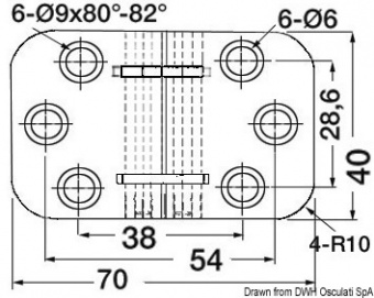 Osculati 38.460.79 - Петли 2 мм для откидных элементов из нержавеющей стали 68x42 мм 