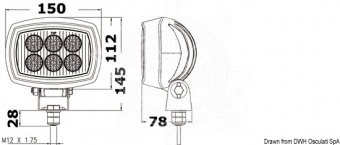 Osculati 13.312.00 - Ориентируемый светодиодный прожектор HD 6x3Вт для навигационной дуги 110Вт 12/24В 60°/40° (1 компл. по 1 шт.)