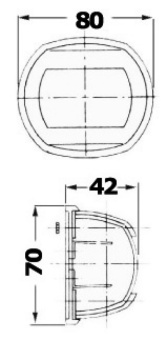 Osculati 11.408.61 - Бортовой огонь Sphera Design Compact 12 красный 112,5° 12В 10Вт 80x42x70мм в сером корпусе