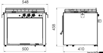 Osculati 50.350.02 - Газовая двухконфорочная плита с духовкой на карданной опоре 500 x 410 x 458 мм 