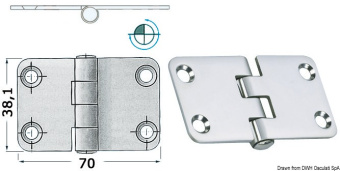 Osculati 38.441.78 - Фрикционная петля из полированной нержавеющей стали 70x38.1x2 мм (3 шт)