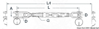 Osculati 07.201.16 - Талреп с одной неподвижной и одной шарнирной вилкой 16 мм 