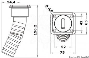 Osculati 20.455.02 - Палубная горловина длинная SQUARE ВОДА 38 мм 